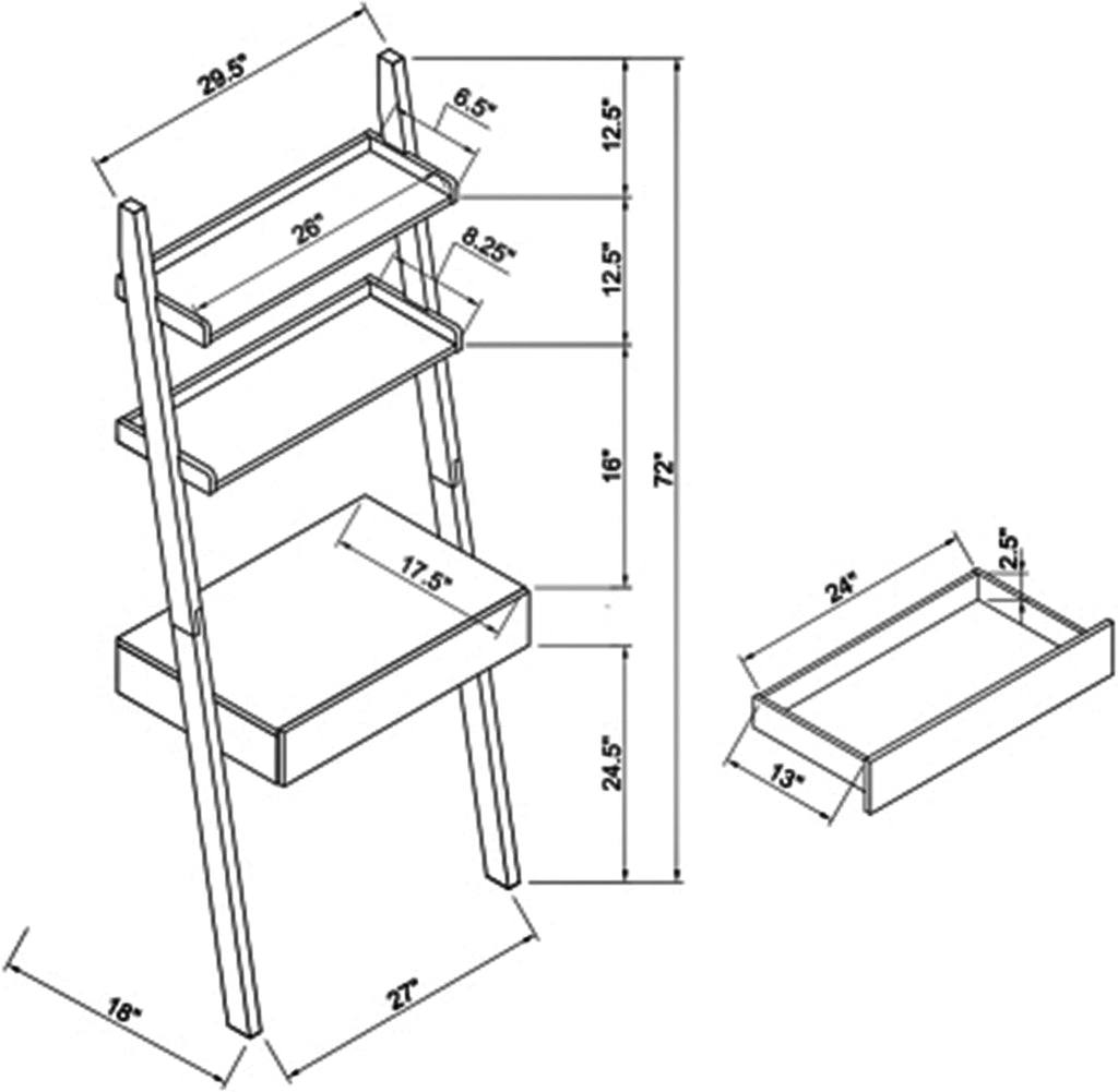 Modern Small Desk with Ladder Shelf & Drawer