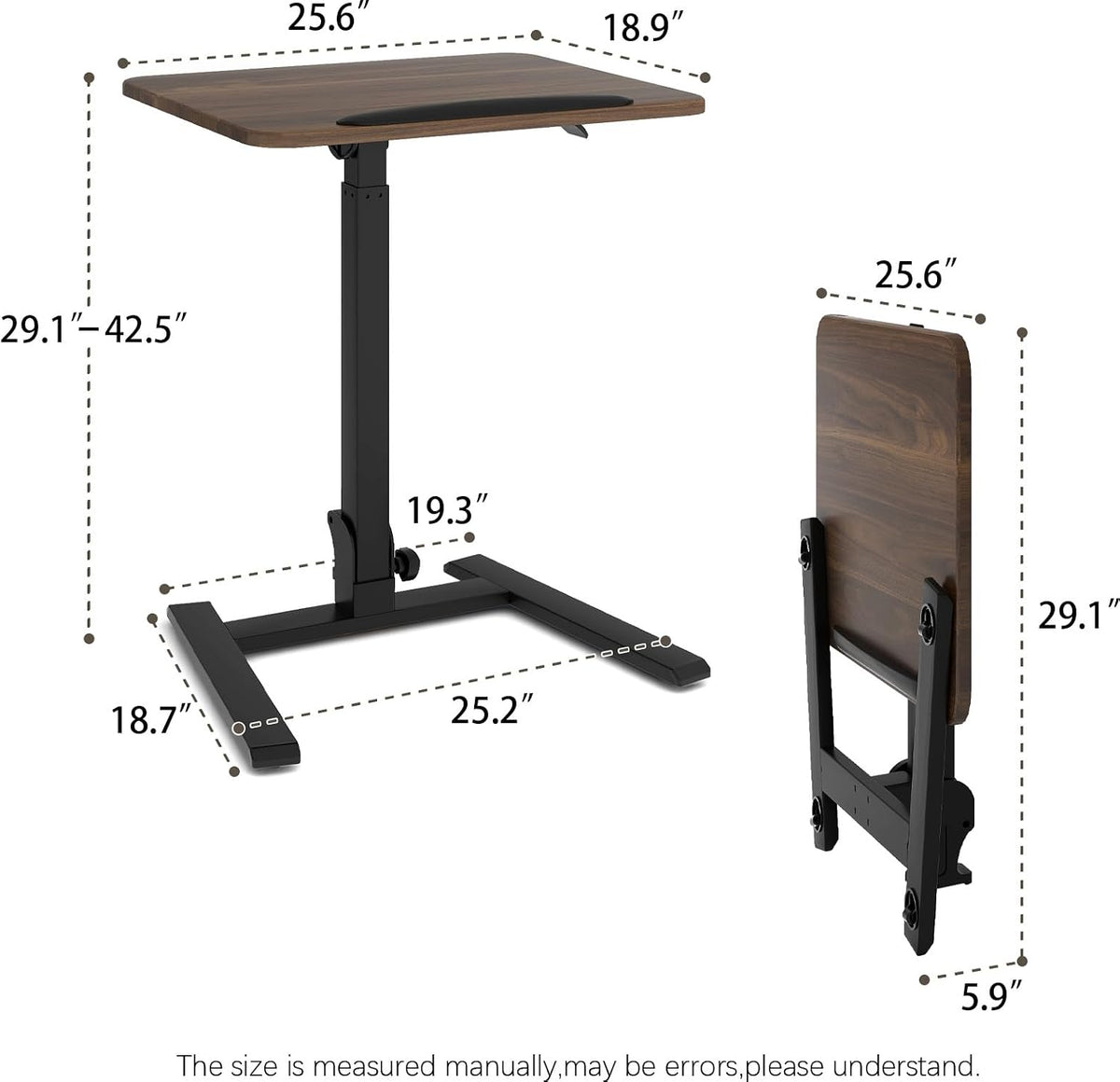 Walnut 26‑Inch Mobile Folding Sit‑Stand Desk