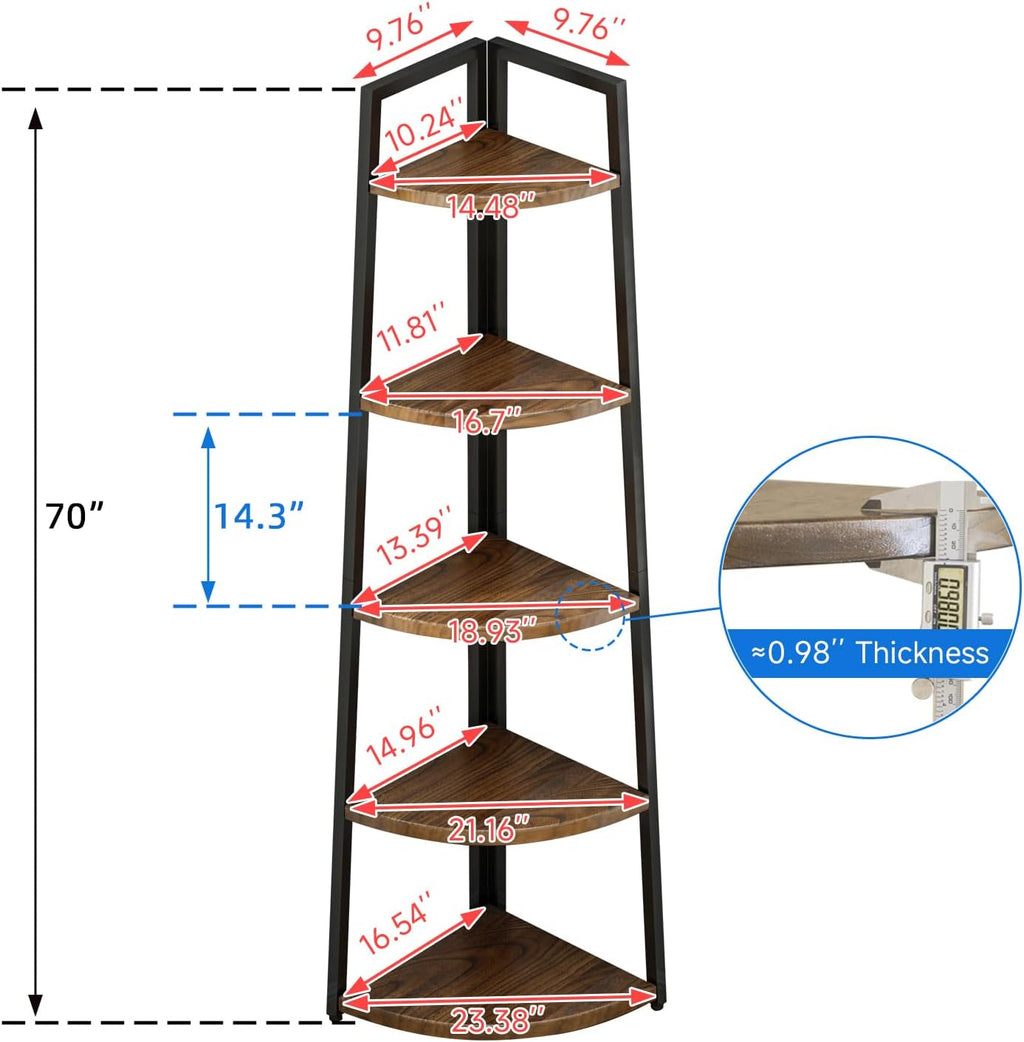 Brown Tall Ladder‑Style Solid Wood Corner Bookcase