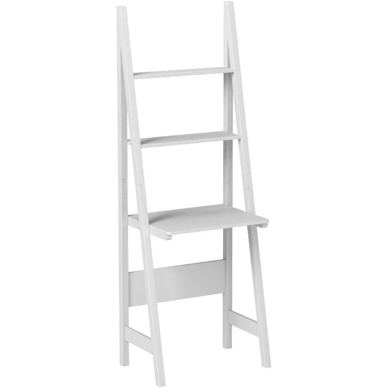 White Freestanding Ladder Desk with Shelves
