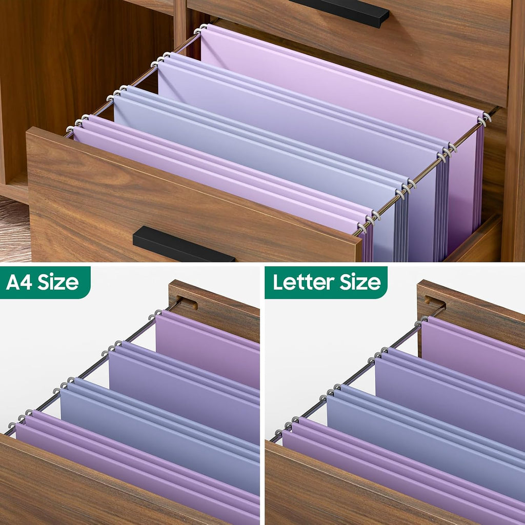 Brown Mobile Lateral File Cabinet with 6 Lockable Drawers