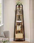 Rustic‑Brown 59.6‑Inch 5‑Tier Ladder Corner Shelf