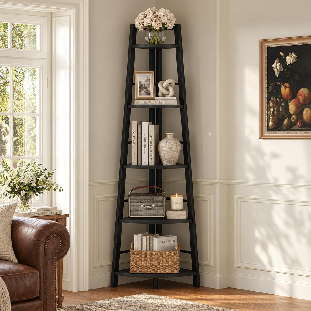 5‑Tier Corner Bookshelf for Living Room