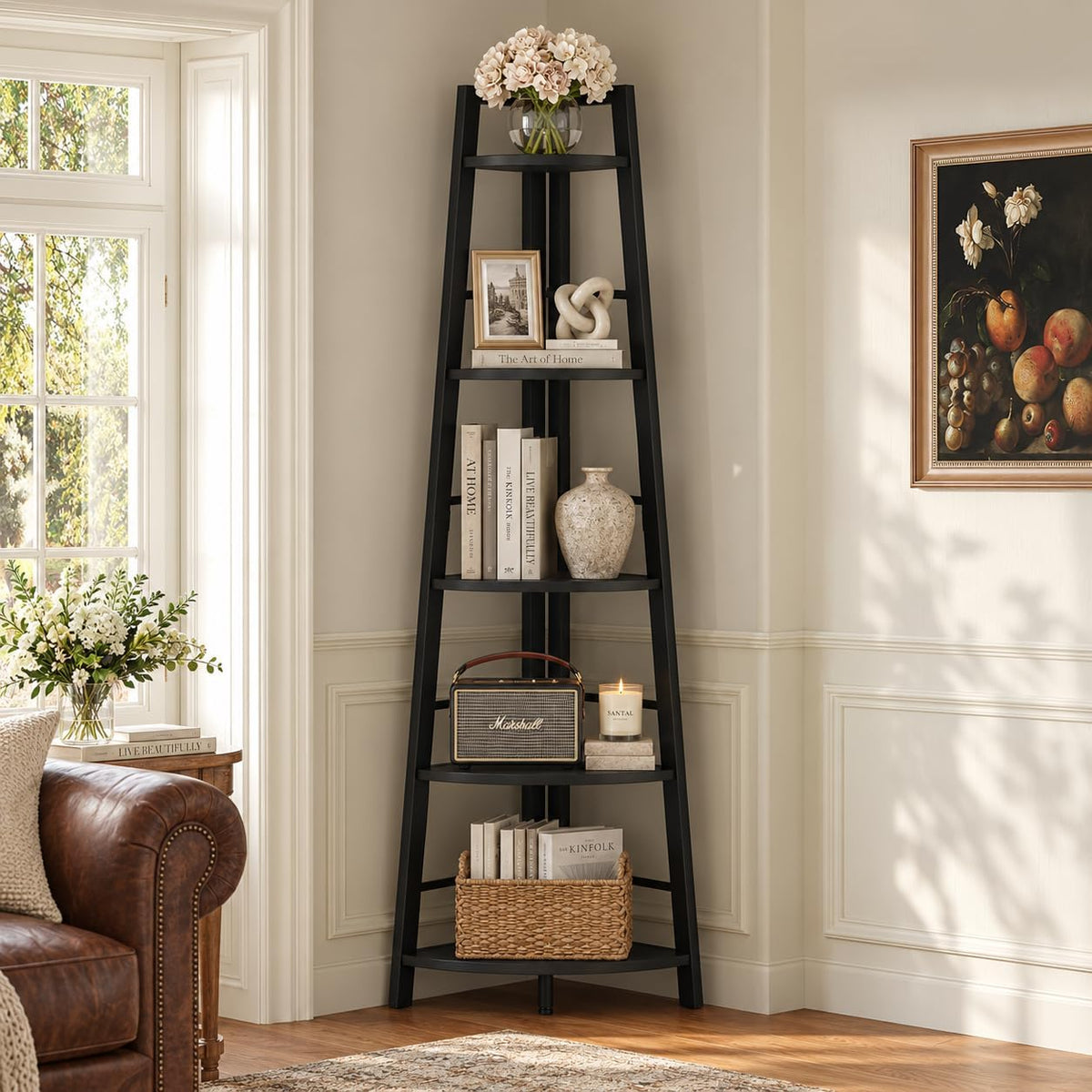 5‑Tier Corner Bookshelf for Living Room