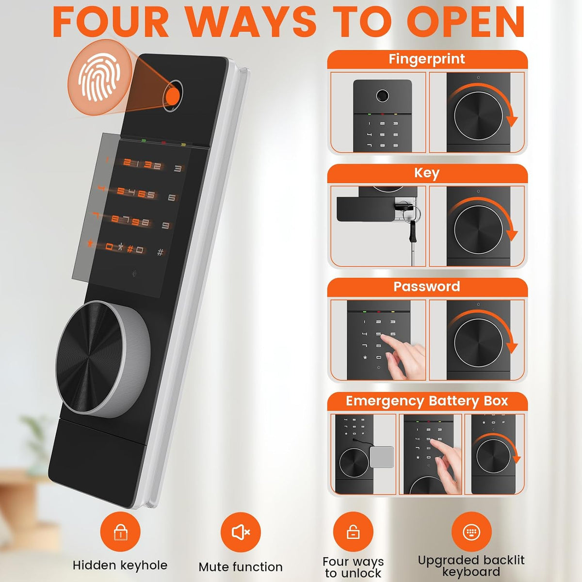 Black Biometric In‑Wall Safe with Gun Rack & Shelves