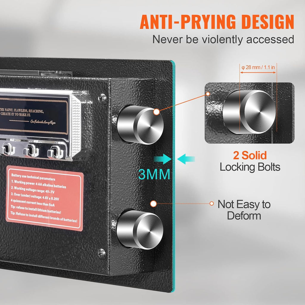0.5 Cu.Ft Wall‑Mounted Steel Safe with Digital Keypad