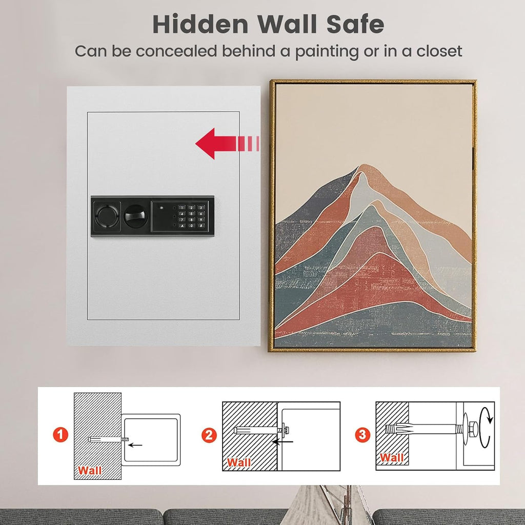 0.8 Cu.Ft Recessed Hidden Digital In‑Wall Safe