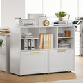 White Wooden Lateral File Cabinet with 2 Drawers & Cubes