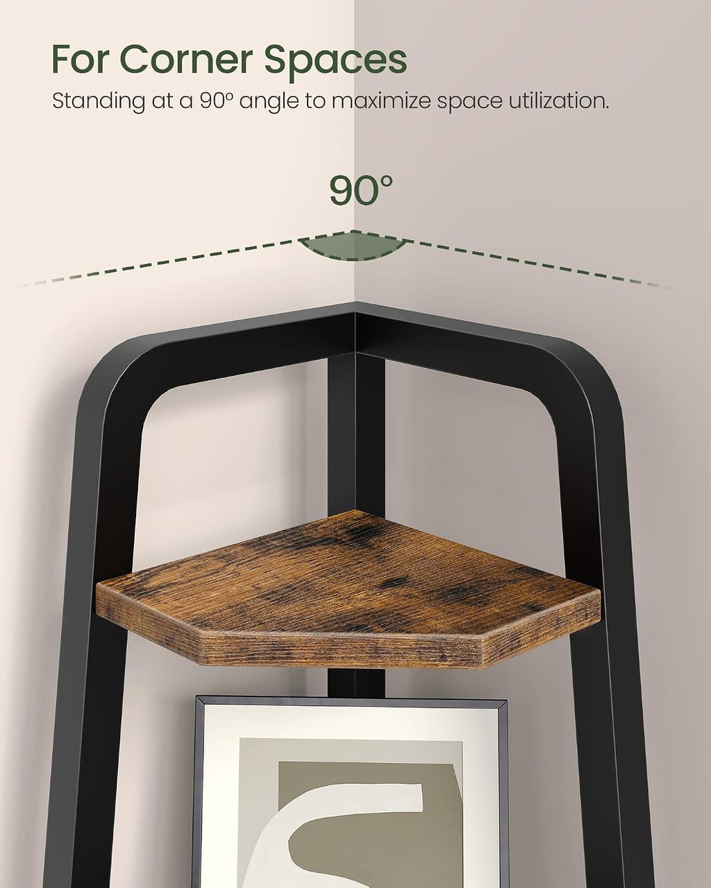 Rustic‑Brown 59.6‑Inch 5‑Tier Ladder Corner Shelf