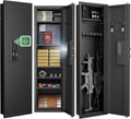 Black Fingerprint In‑Wall Safe with Dual Alarm & Shelves