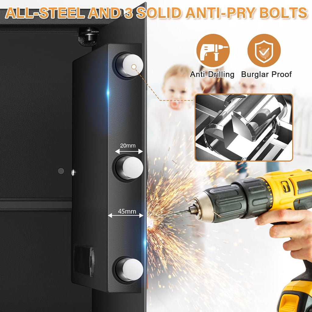 3.3 Cu.Ft Tall Home Safe with Fireproof‑Waterproof Bag