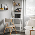White Freestanding Ladder Desk with Shelves