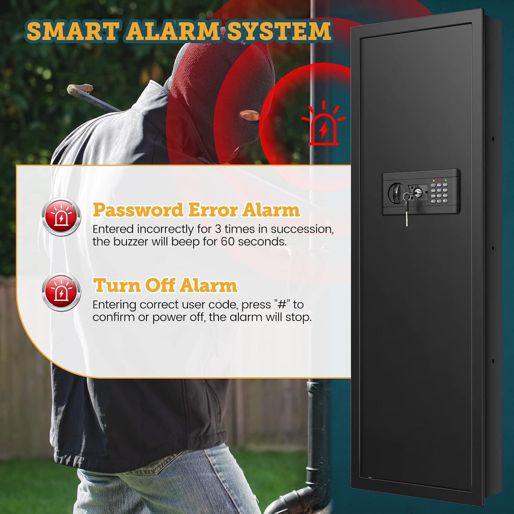 43.3‑Inch Tall Flush In‑Wall Gun Safe with Digital Keypad