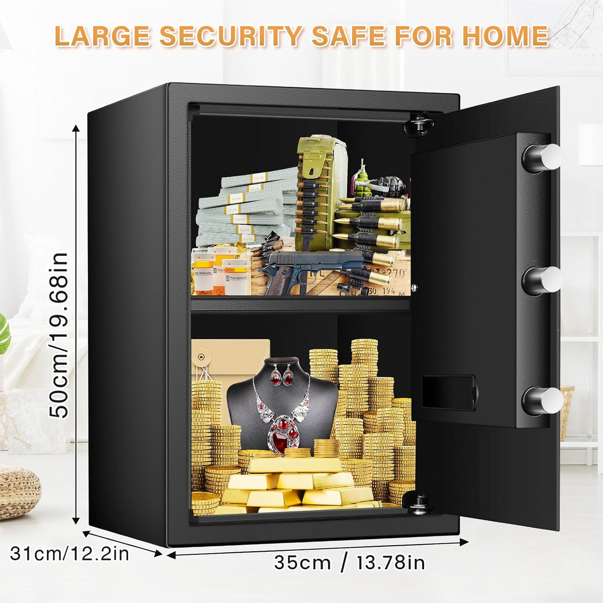 3.3 Cu.Ft Tall Home Safe with Fireproof‑Waterproof Bag