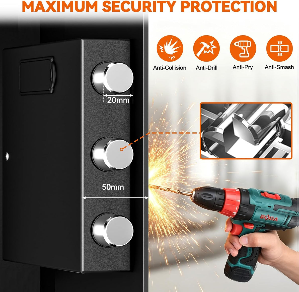 43.3‑Inch Tall Fireproof In‑Wall Safe
