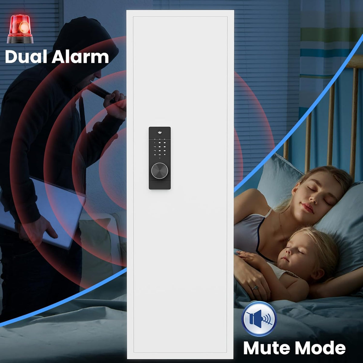 53.15" Hidden Wall Gun Safe with Backlit Keypad & Shelves