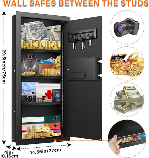 29.53‑Inch Tall Fireproof In‑Wall Safe with Combination Lock