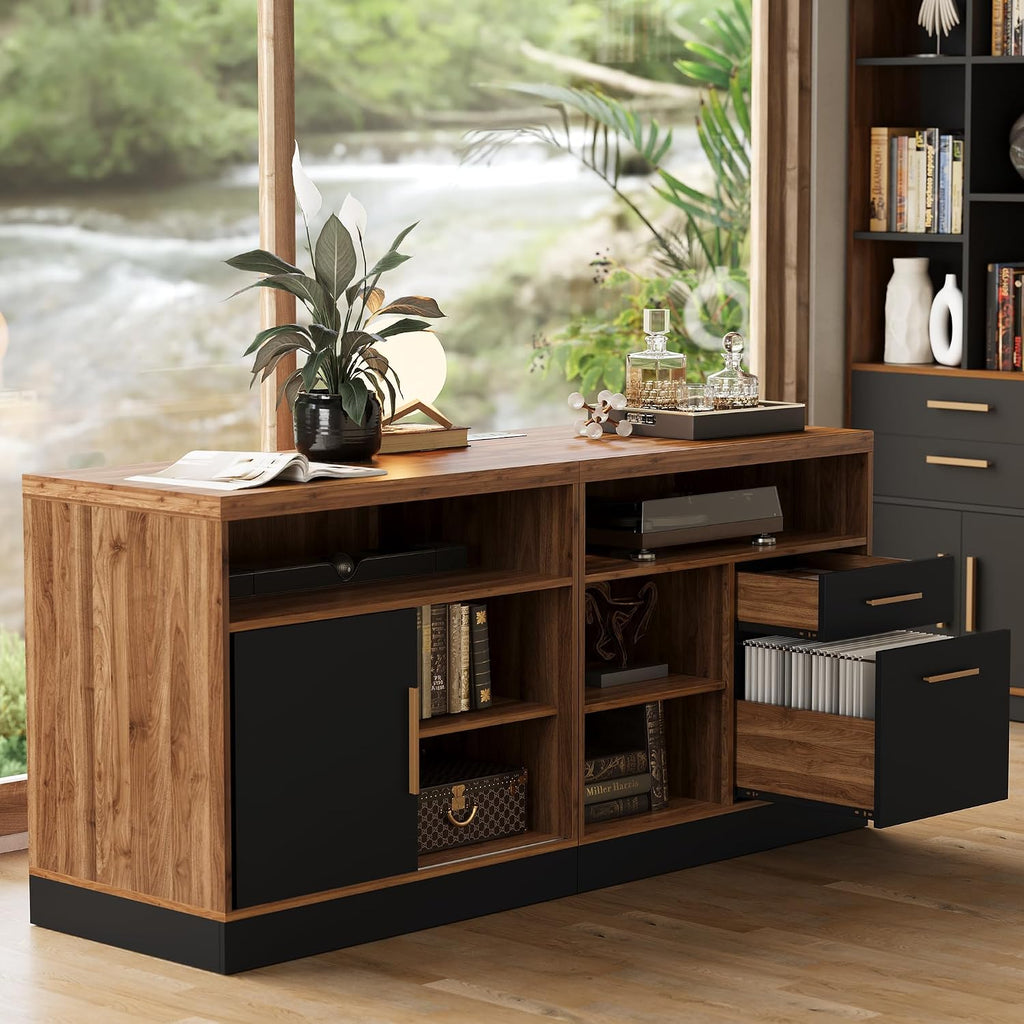 63‑Inch Lockable Lateral File Cabinet with 2 Drawers