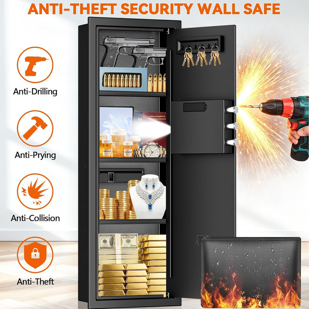 43.3‑Inch Tall Fireproof In‑Wall Safe