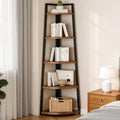 Brown Tall Ladder‑Style Solid Wood Corner Bookcase