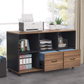 43‑Inch Walnut Mobile File Cabinet with Drawers & Shelves