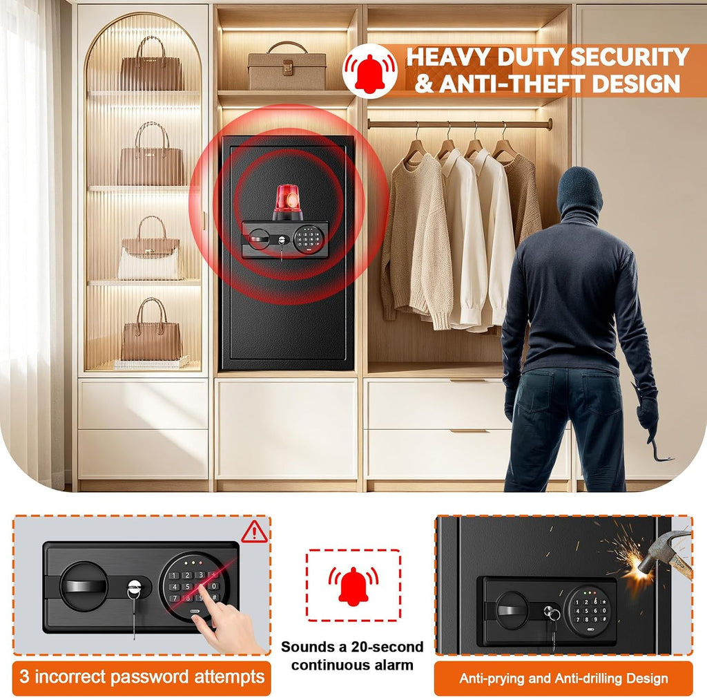 6.1 Cu.Ft Large Fireproof‑Waterproof Home Safe with Keypad