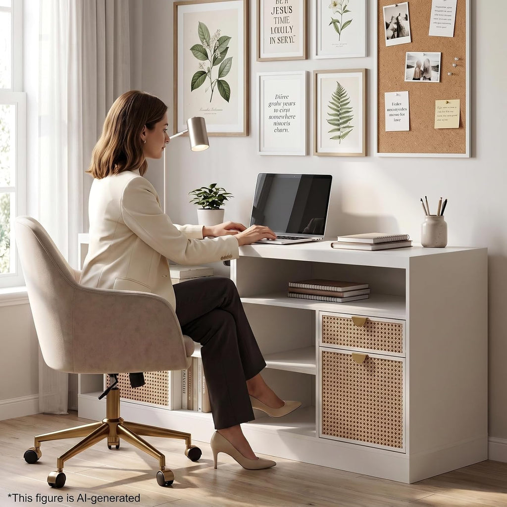 63‑Inch Credenza File Cabinet with Drawers, Lock & Outlet