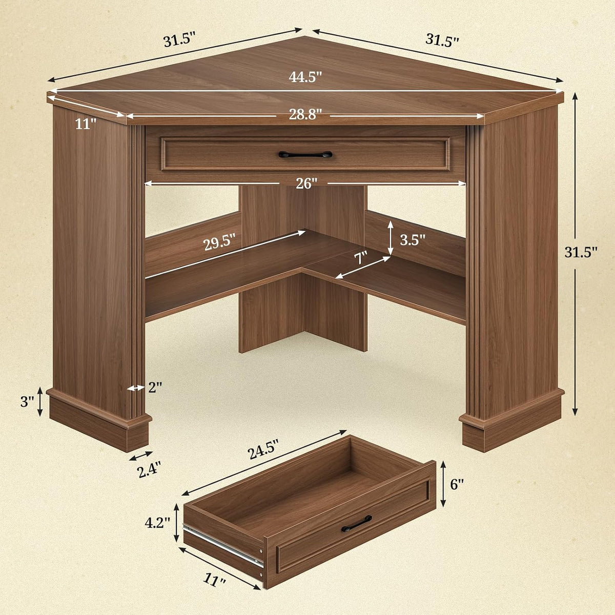White Farmhouse Corner Computer Desk