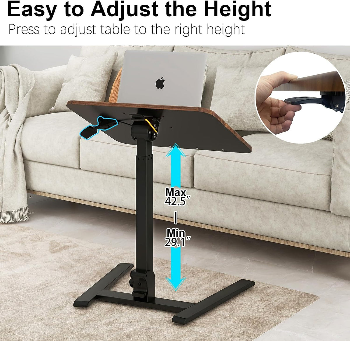 Walnut 26‑Inch Mobile Folding Sit‑Stand Desk