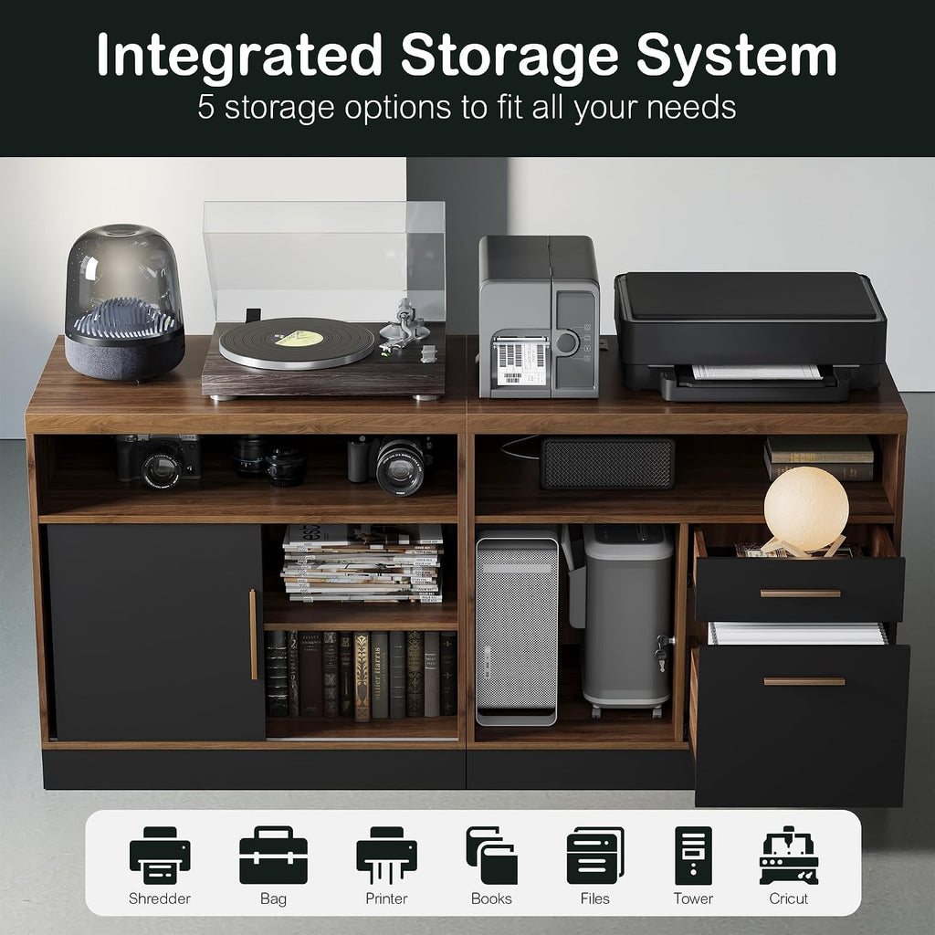 63‑Inch Lockable Lateral File Cabinet with 2 Drawers