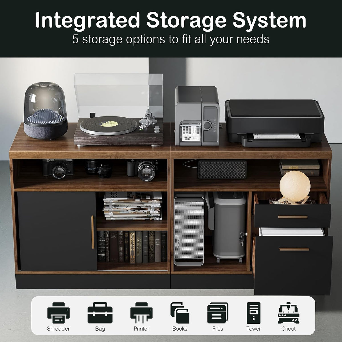 63‑Inch Lockable Lateral File Cabinet with 2 Drawers