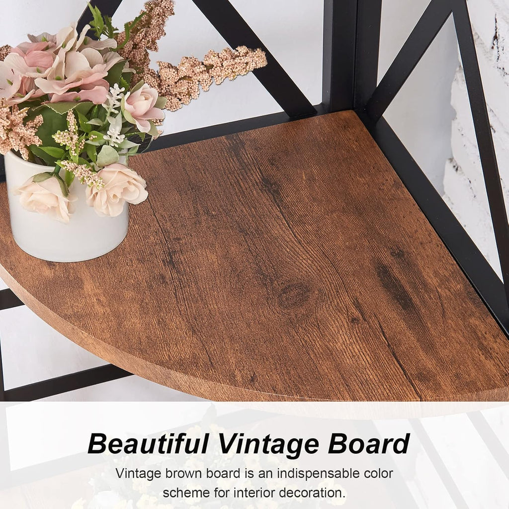 Rustic‑Brown 72‑Inch 5‑Tier Corner Bookshelf