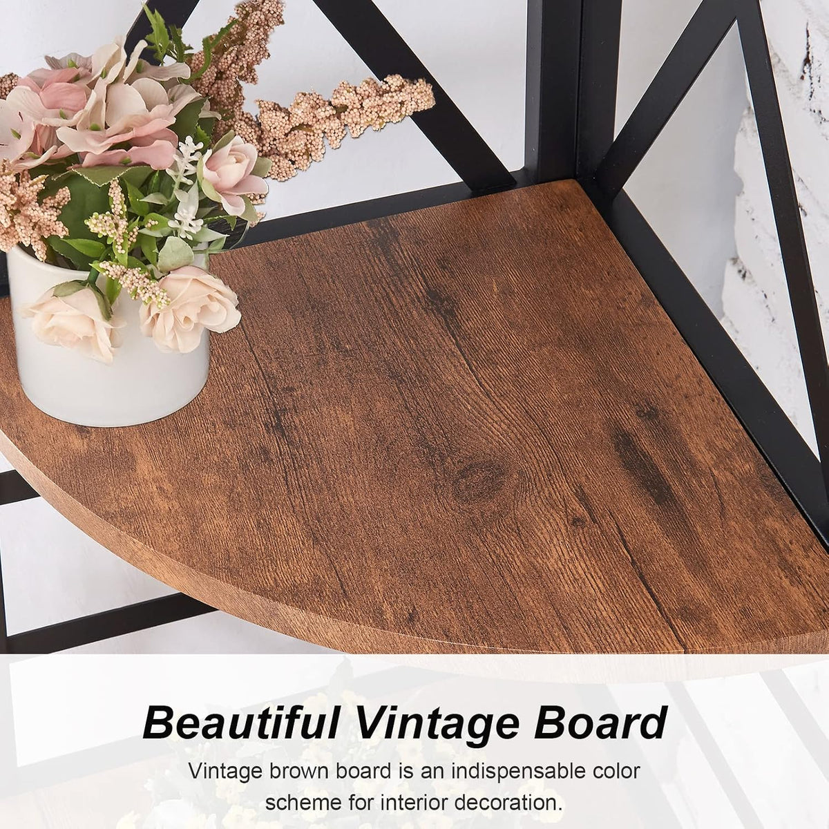 Rustic‑Brown 72‑Inch 5‑Tier Corner Bookshelf