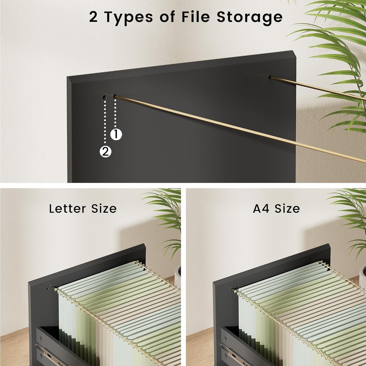 60‑Inch File Cabinet with Drawers, Door & Charging Station