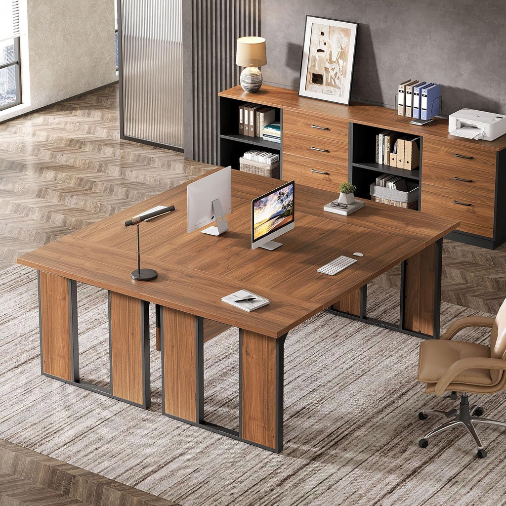 39‑Inch Brown‑Black Lateral Cabinet with Drawers & Shelves